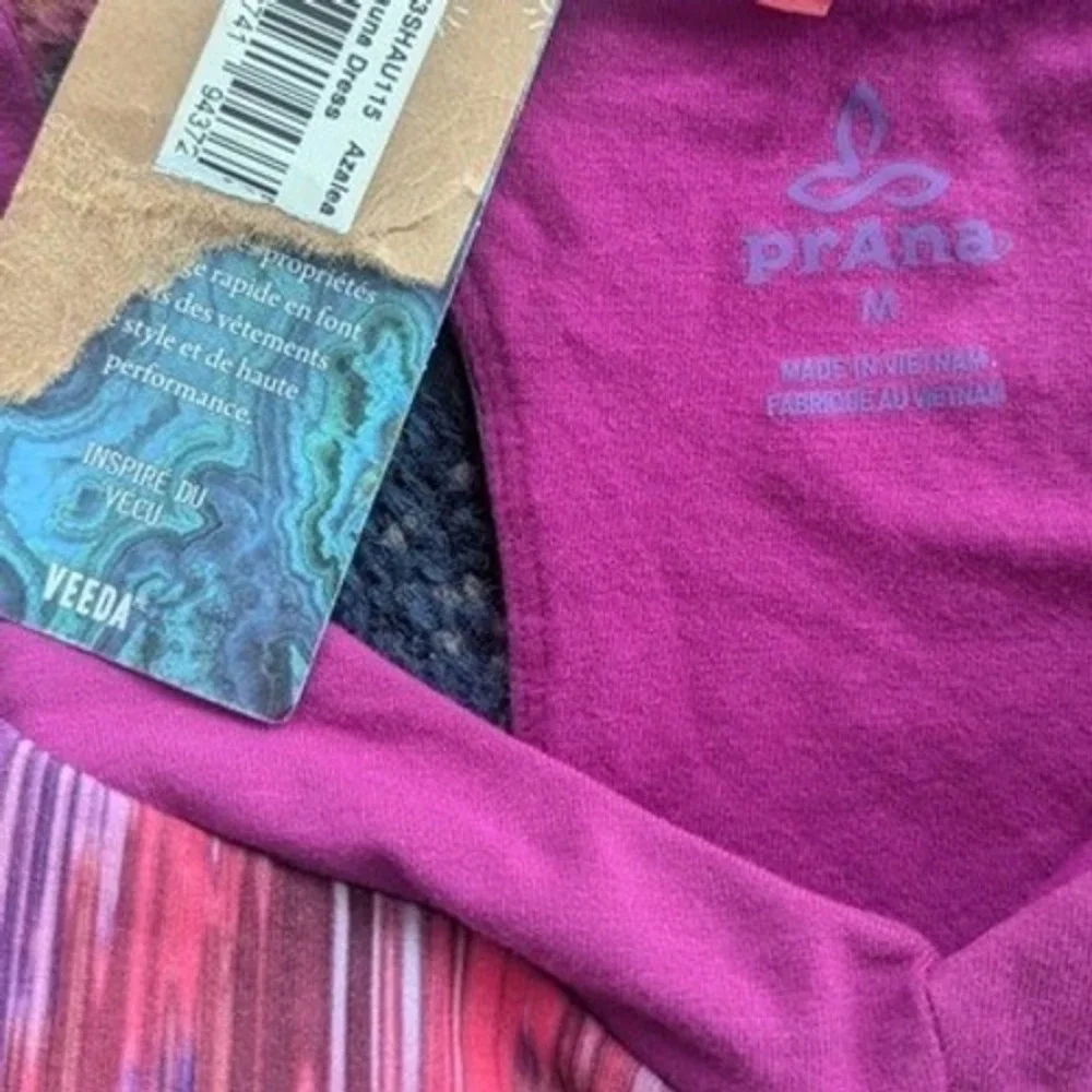 NWT Prana Pink Shauna Racerback Athletic‎ Tank Dress Abstract Print Size MEDIUM